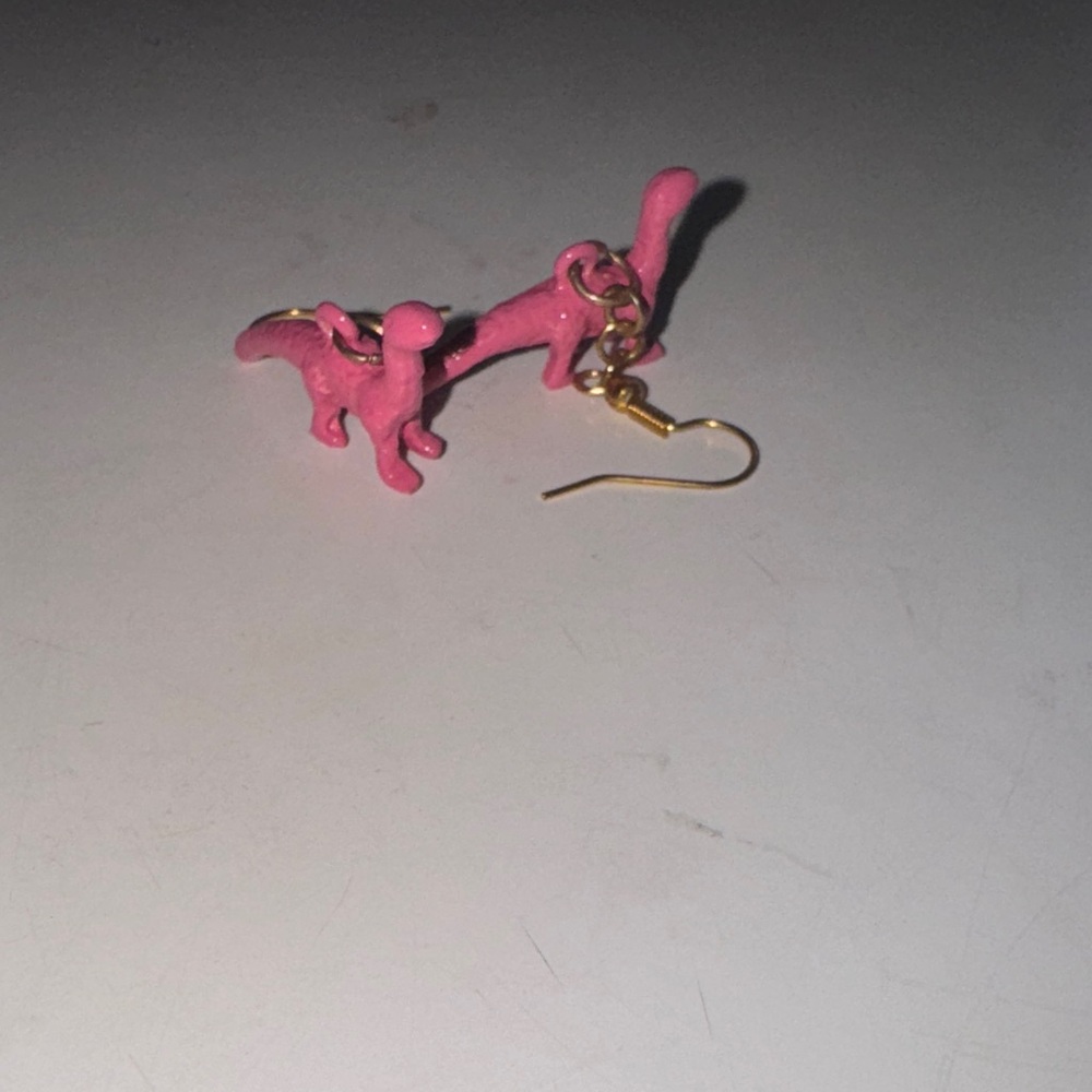 Pink Dinosaur Earrings